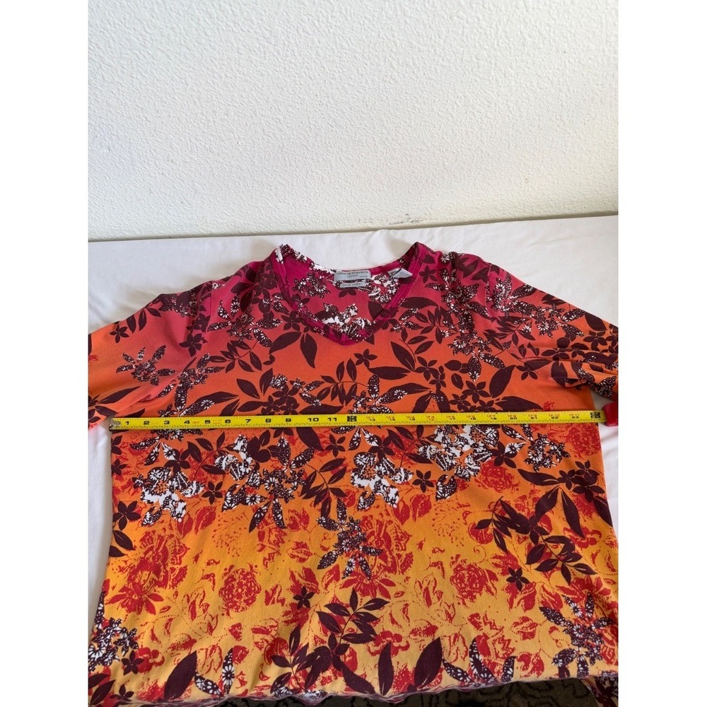 Valerie Stevens Casual Womens Plus 1X Floral Print Pima Cotton‎ Top Blouse - Picture 11 of 14